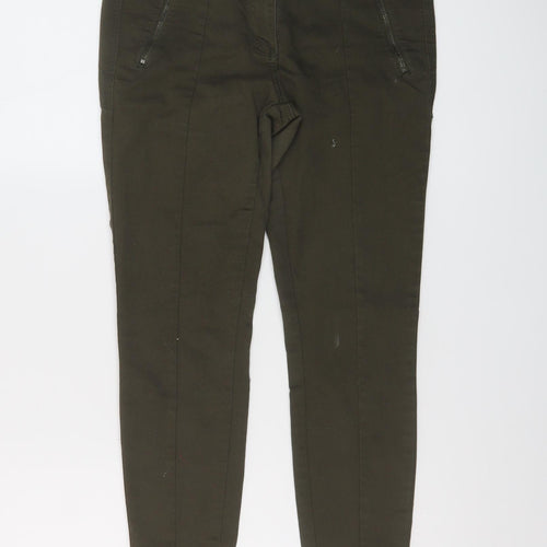Marks and Spencer Womens Green Cotton Skinny Jeans Size 12 L27 in Regular Button