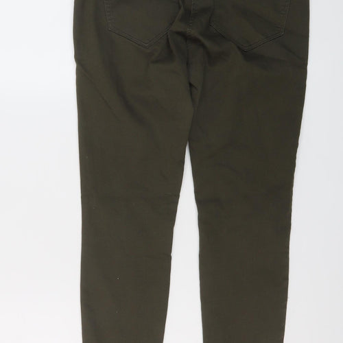 Marks and Spencer Womens Green Cotton Skinny Jeans Size 12 L27 in Regular Button