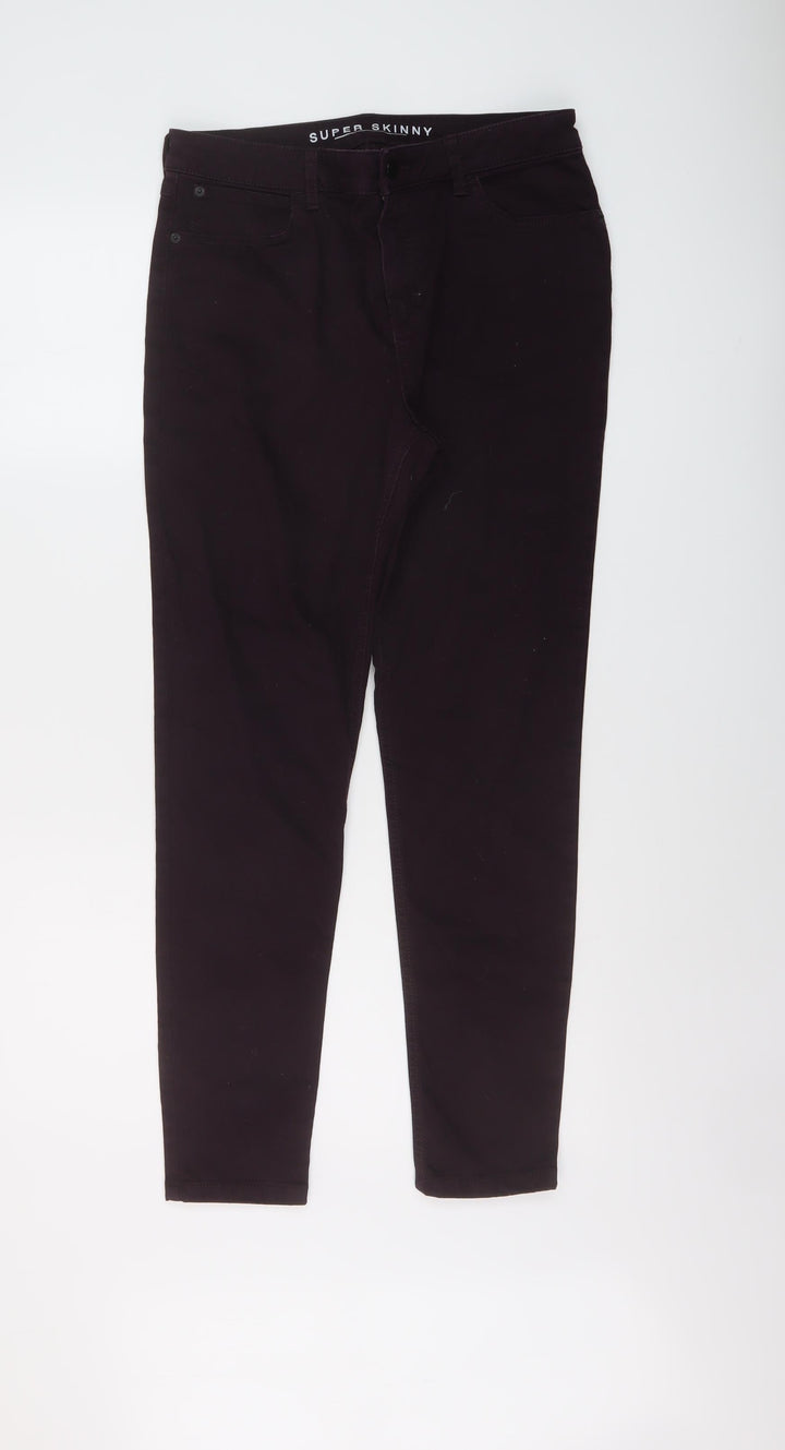 Marks and Spencer Womens Purple Cotton Skinny Jeans Size 12 L28 in Regular Button