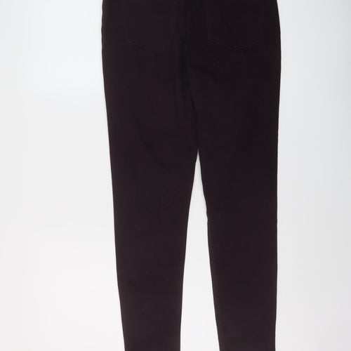 Marks and Spencer Womens Purple Cotton Skinny Jeans Size 12 L28 in Regular Button