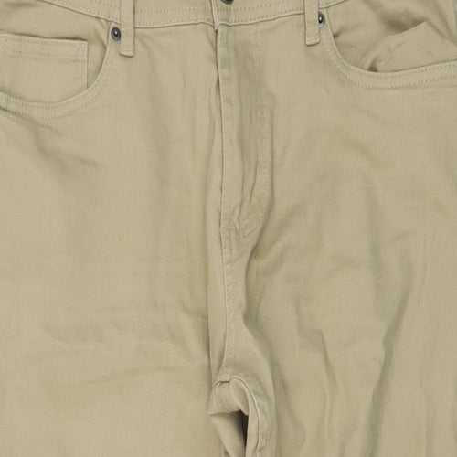 Denim & Co. Mens Beige Cotton Straight Jeans Size 34 in L30 in Regular Button