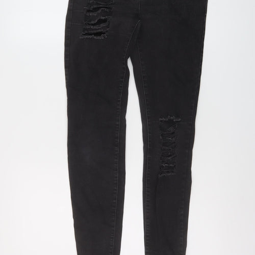 NEXT Womens Black Cotton Skinny Jeans Size 10 L28 in Regular Button