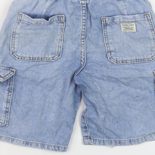 Zara Boys Blue Cotton Cargo Shorts Size 9 Years Regular Zip
