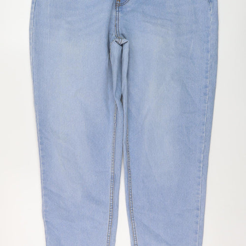 Denim & Co. Womens Blue Cotton Mom Jeans Size 14 L28 in Regular Button