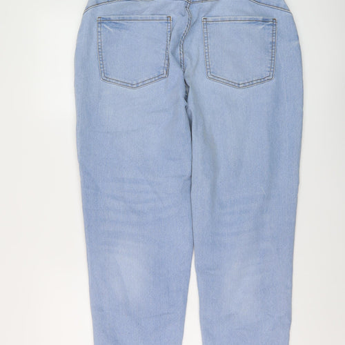 Denim & Co. Womens Blue Cotton Mom Jeans Size 14 L28 in Regular Button