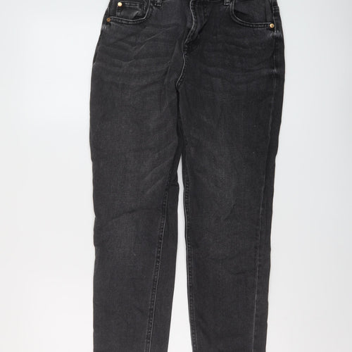 Marks and Spencer Girls Green Cotton Straight Jeans Size 13-14 Years Regular Button