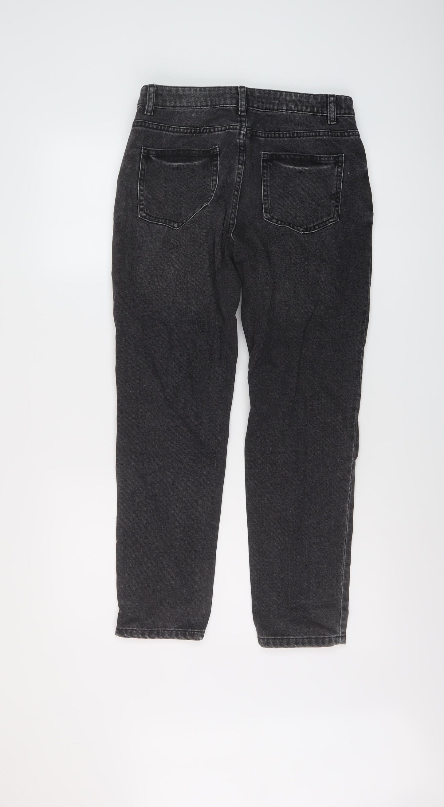 Marks and Spencer Girls Green Cotton Straight Jeans Size 13-14 Years Regular Button