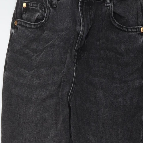 Marks and Spencer Girls Green Cotton Straight Jeans Size 13-14 Years Regular Button