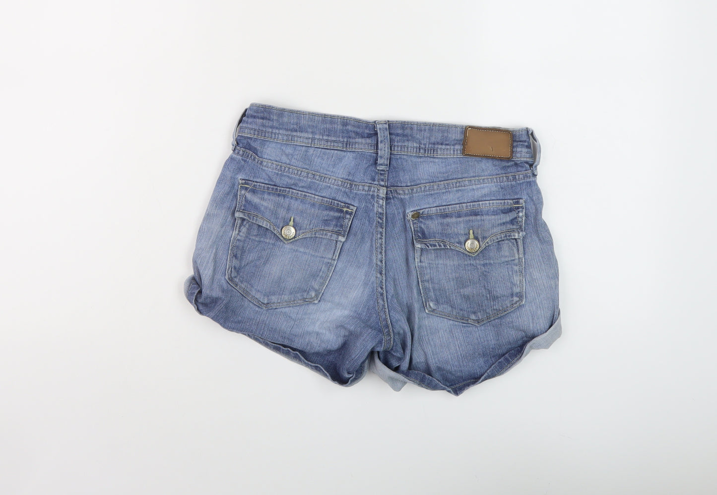 H&M Womens Blue Cotton Hot Pants Shorts Size 6 L4 in Regular Button