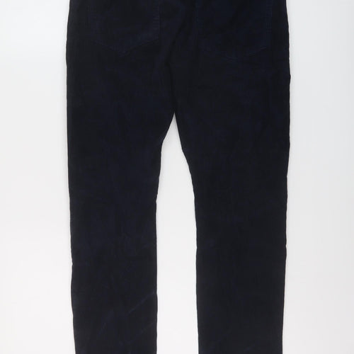 Marks and Spencer Mens Blue Cotton Trousers Size 28 in L23 in Regular Button