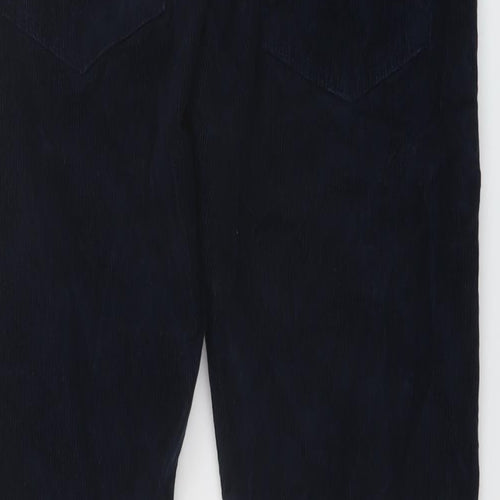 Marks and Spencer Mens Blue Cotton Trousers Size 28 in L23 in Regular Button