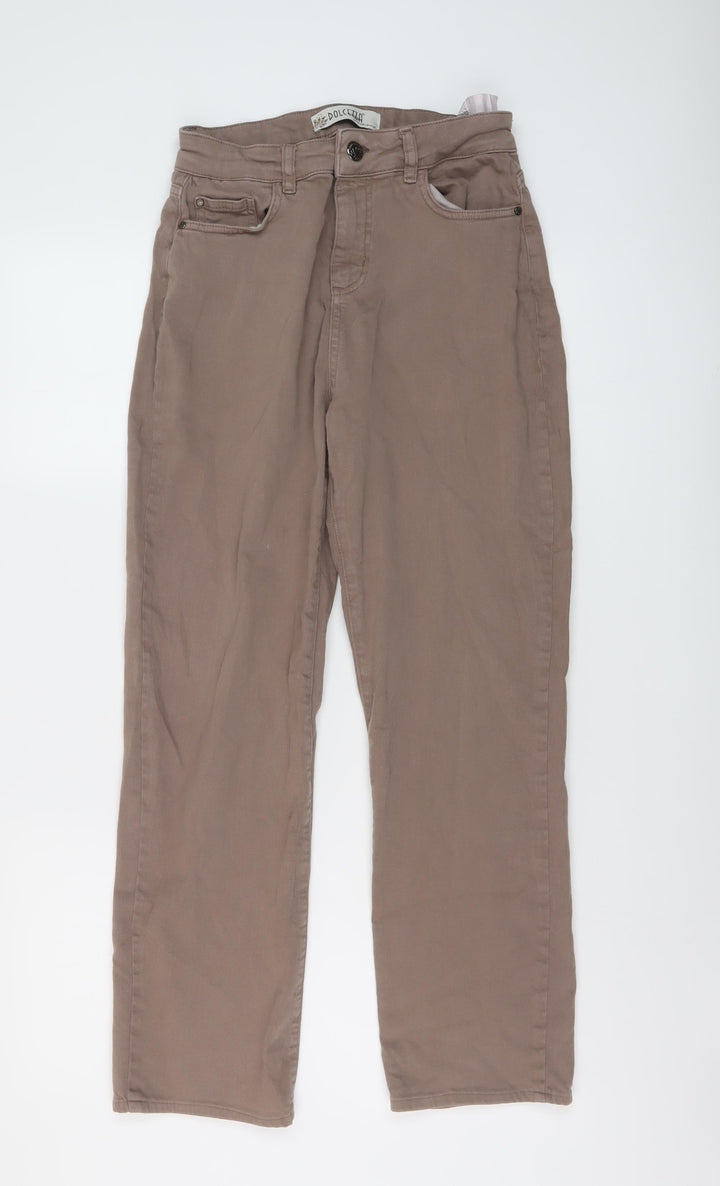 Dolcezza Womens Brown Cotton Straight Jeans Size 8 L27 in Regular Button