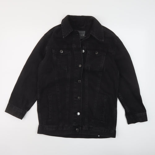 Denim & Co. Womens Black Jacket Size 8 Button