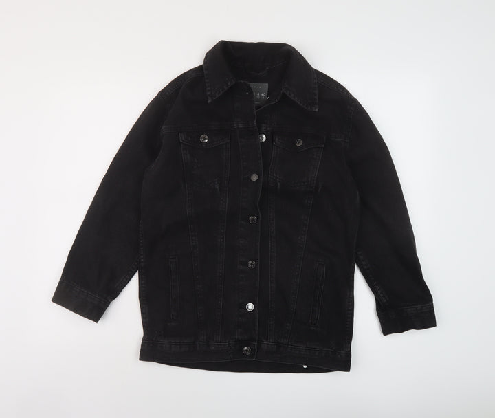 Denim & Co. Womens Black Jacket Size 8 Button