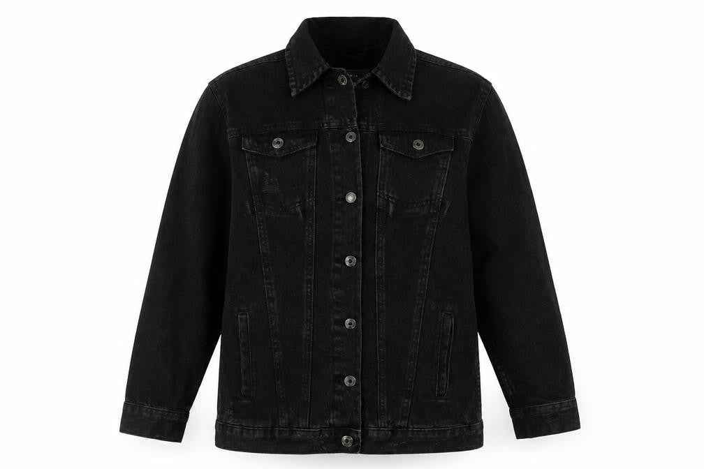 Denim & Co. Womens Black Jacket Size 8 Button