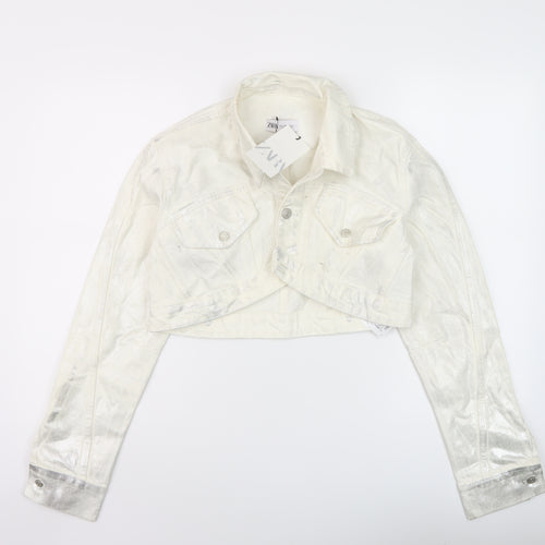 Zara Womens Ivory Jacket Size L Button