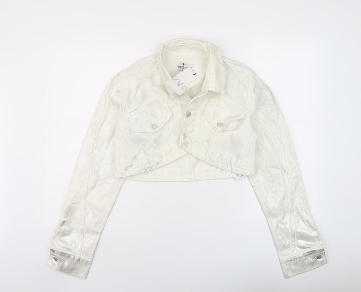 Zara Womens Ivory Jacket Size L Button