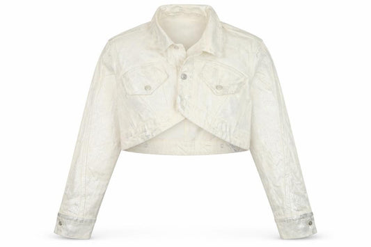 Front view of Zara women’s ivory jacket, size L, button