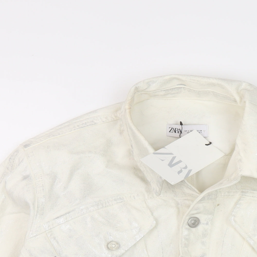 Zara Womens Ivory Jacket Size L Button