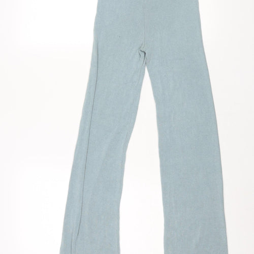 Zara Womens Blue Viscose Trousers Size S L34 in Regular