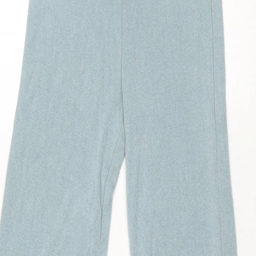 Zara Womens Blue Viscose Trousers Size S L34 in Regular