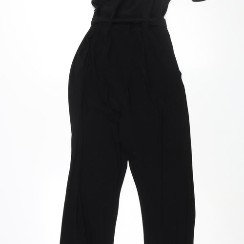 Dorothy Perkins Womens Black Polyester Jumpsuit One-Piece Size 12 L31 in Button - Cold Shoulder Frill Belted