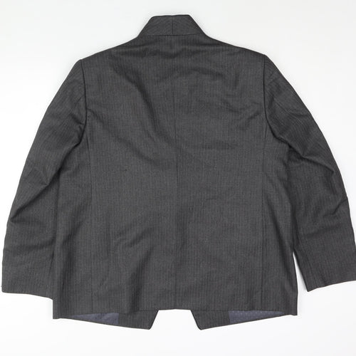 Alais Mens Grey Striped Polyester Jacket Suit Jacket Size 44 Regular - No Lapel