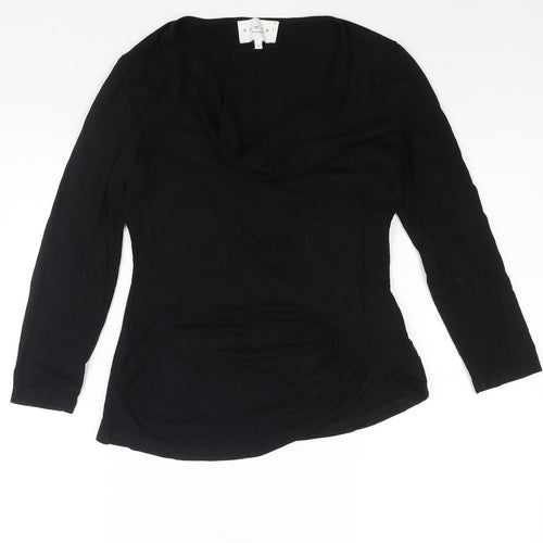 Damsel in a Dress Womens Black Viscose Basic Blouse Size 10 Cowl Neck - Rouched