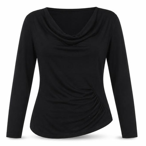 Damsel in a Dress Womens Black Viscose Basic Blouse Size 10 Cowl Neck - Rouched