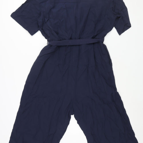 Marks and Spencer Womens Blue Viscose Jumpsuit One-Piece Size 18 L16 in Pullover - Belted