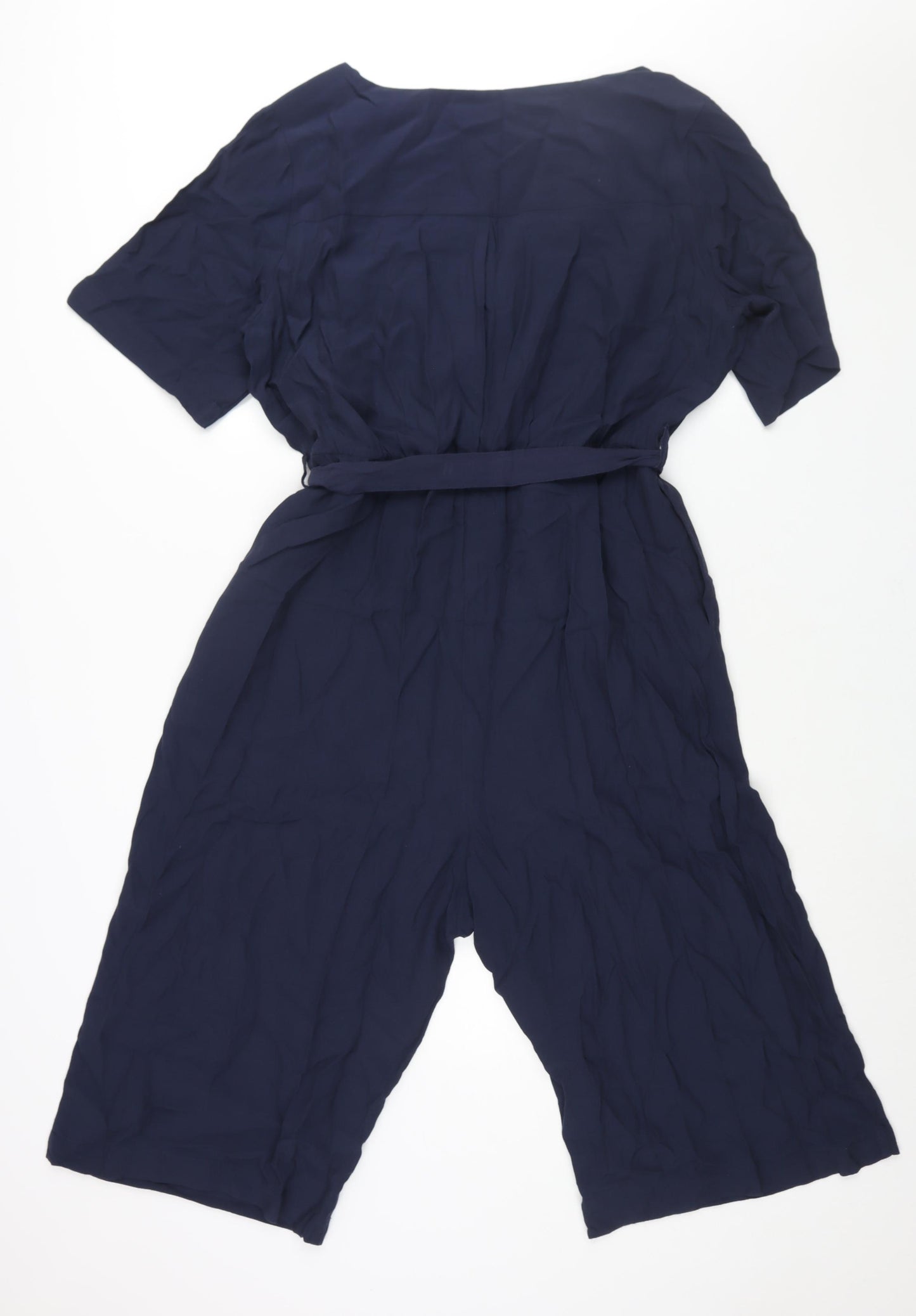 Marks and Spencer Womens Blue Viscose Jumpsuit One-Piece Size 18 L16 in Pullover - Belted