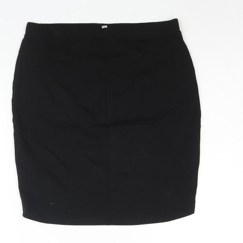 ASOS Womens Black Cotton Bandage Skirt Size 14 - Hi-Low