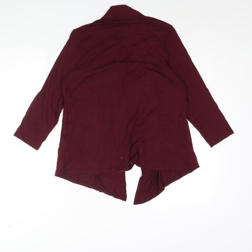 Marks and Spencer Womens Red Viscose Basic Blouse Size 14 Round Neck - Layered Cardigan Geometric Print