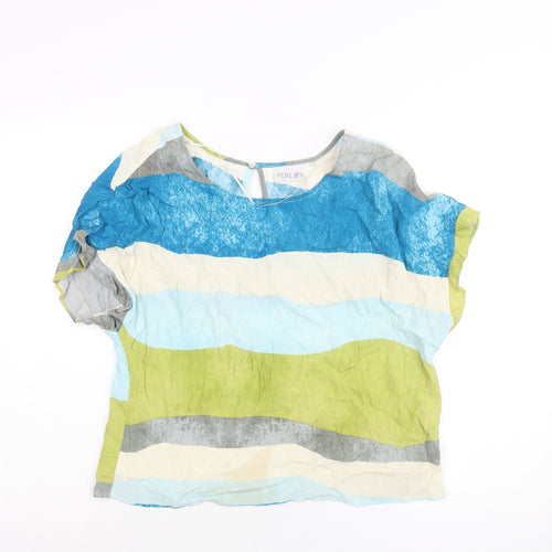 Foil Womens Multicoloured Striped Viscose Basic Blouse Size 8 Round Neck