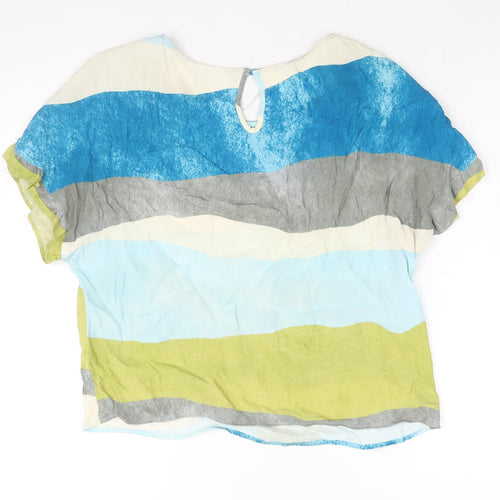 Foil Womens Multicoloured Striped Viscose Basic Blouse Size 8 Round Neck
