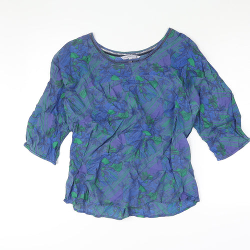 Fat Face Womens Blue Geometric Viscose Basic Blouse Size 16 Round Neck - Floral Print