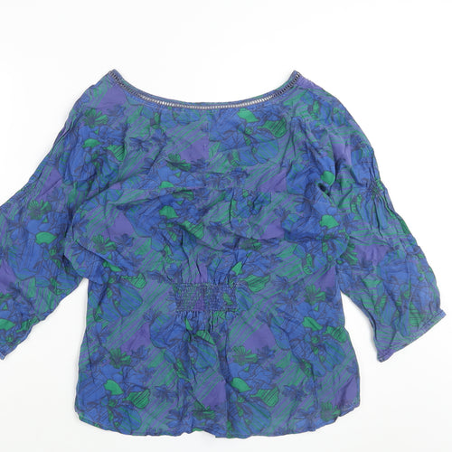 Fat Face Womens Blue Geometric Viscose Basic Blouse Size 16 Round Neck - Floral Print