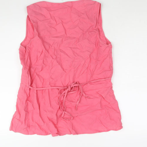 Marks and Spencer Womens Pink Linen Camisole Blouse Size 20 V-Neck - Lace Trim Pleat Detail