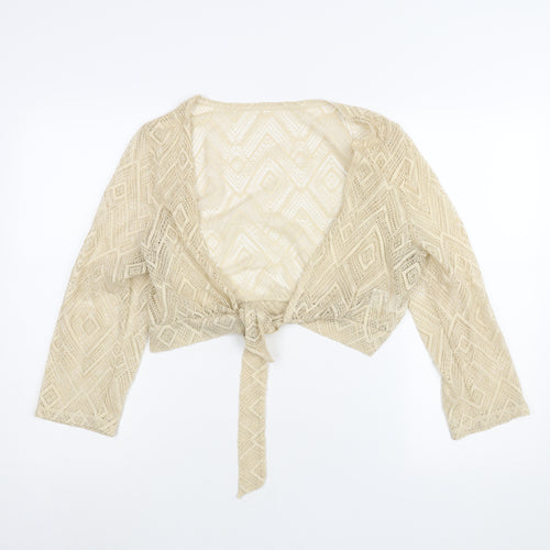 NEXT Womens Beige V-Neck Polyester Shrug Jumper Size 20