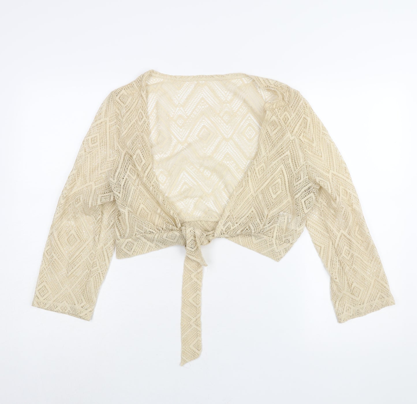 NEXT Womens Beige V-Neck Polyester Shrug Jumper Size 20