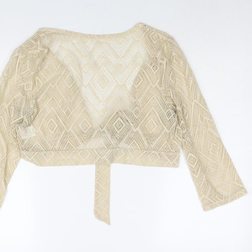 NEXT Womens Beige V-Neck Polyester Shrug Jumper Size 20