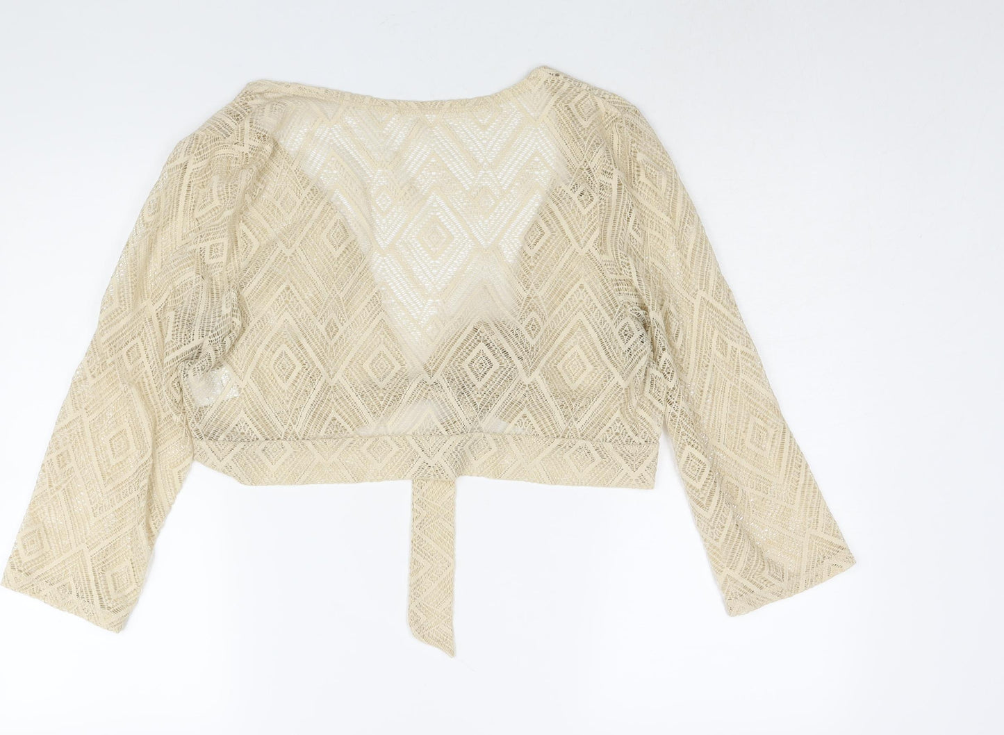 NEXT Womens Beige V-Neck Polyester Shrug Jumper Size 20