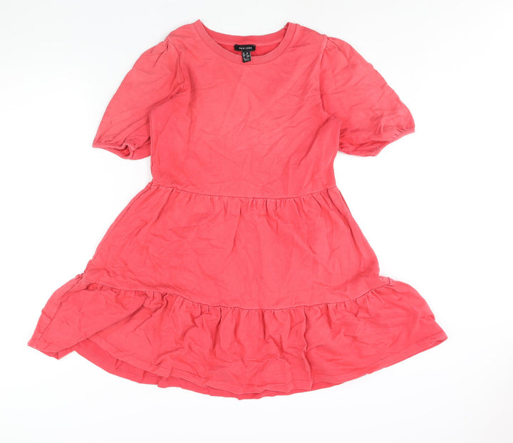 New Look Womens Pink Cotton A-Line Size 10 Round Neck Pullover - Smocked