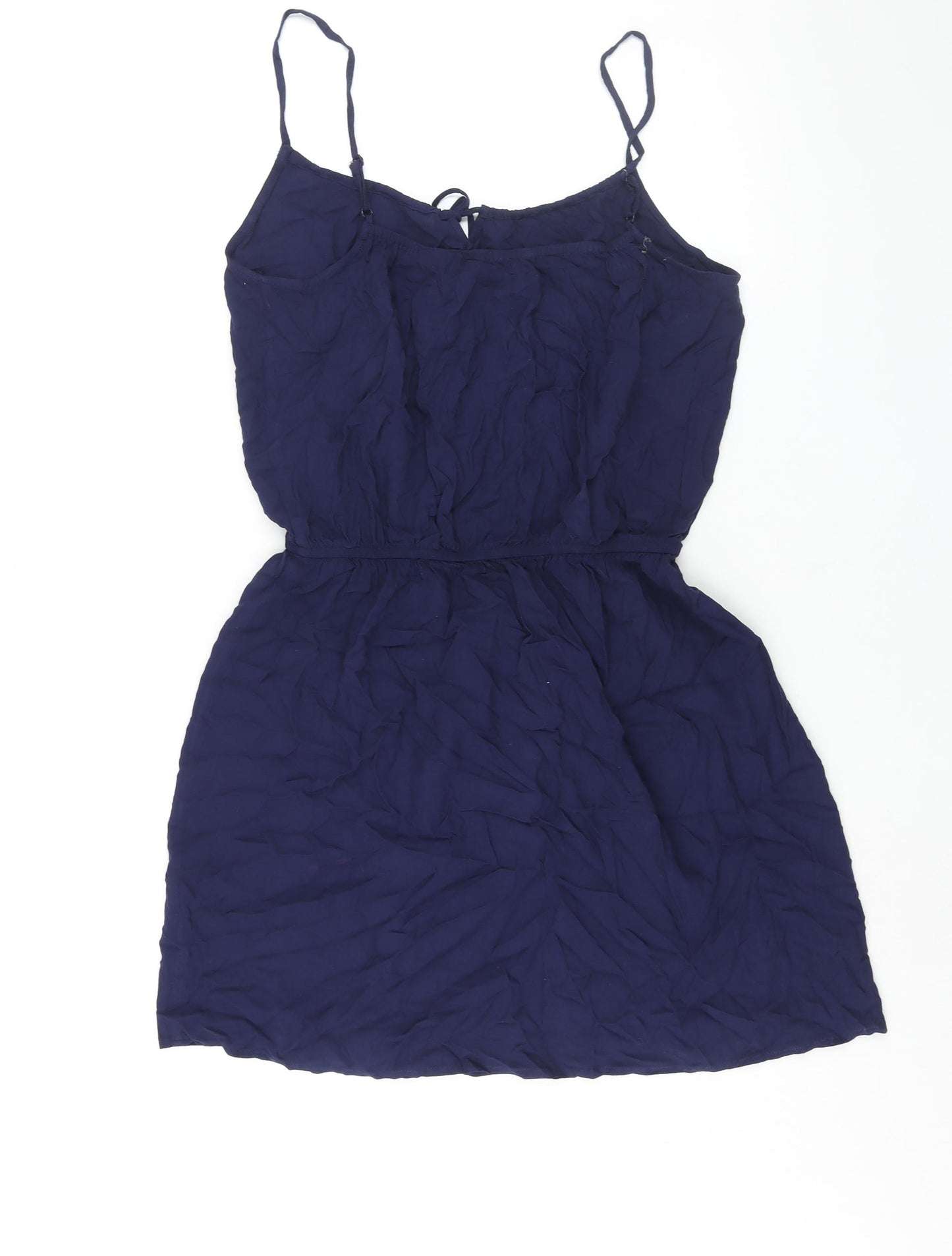 Marks and Spencer Womens Blue Viscose Shift Size 12 Scoop Neck Tie - Tassle
