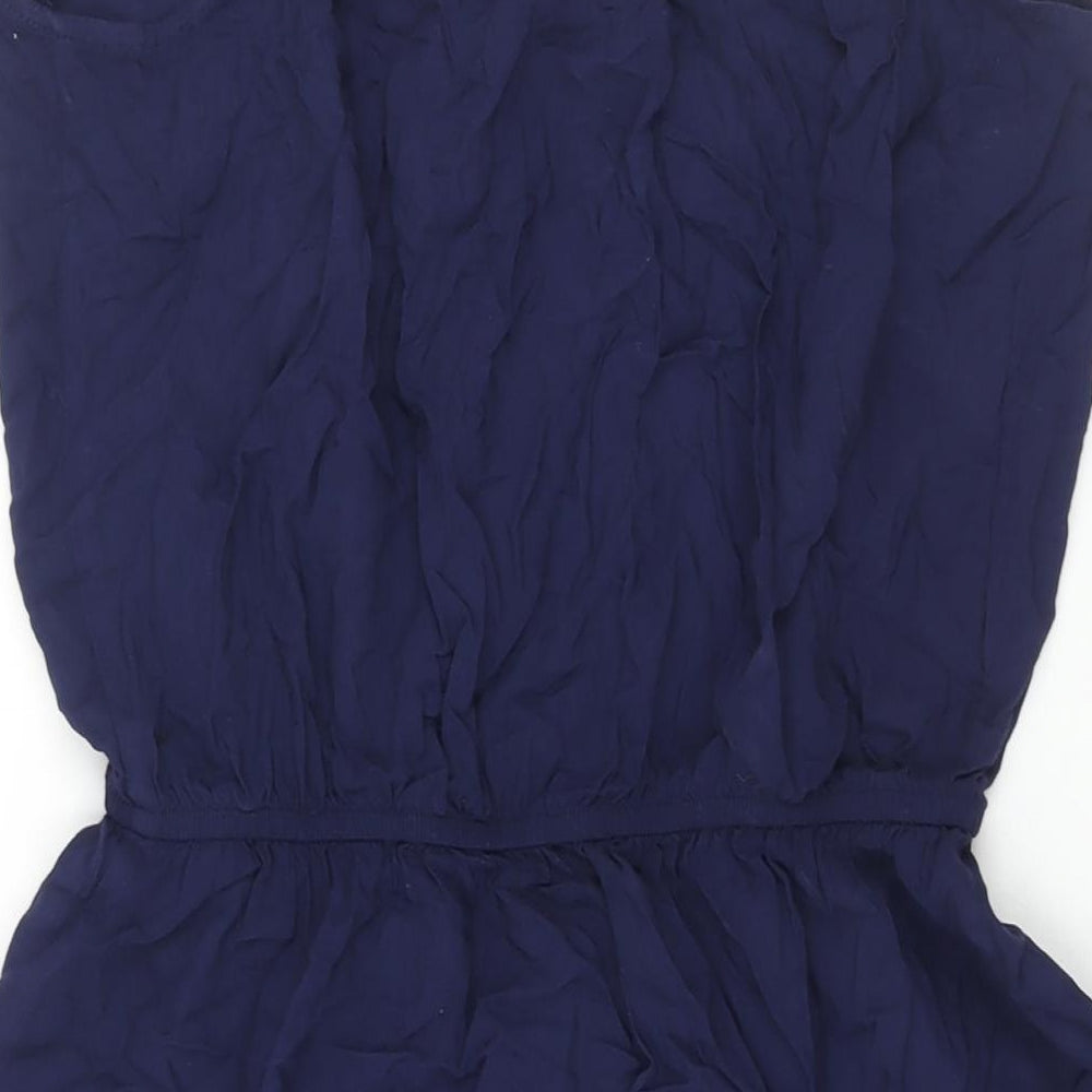 Marks and Spencer Womens Blue Viscose Shift Size 12 Scoop Neck Tie - Tassle