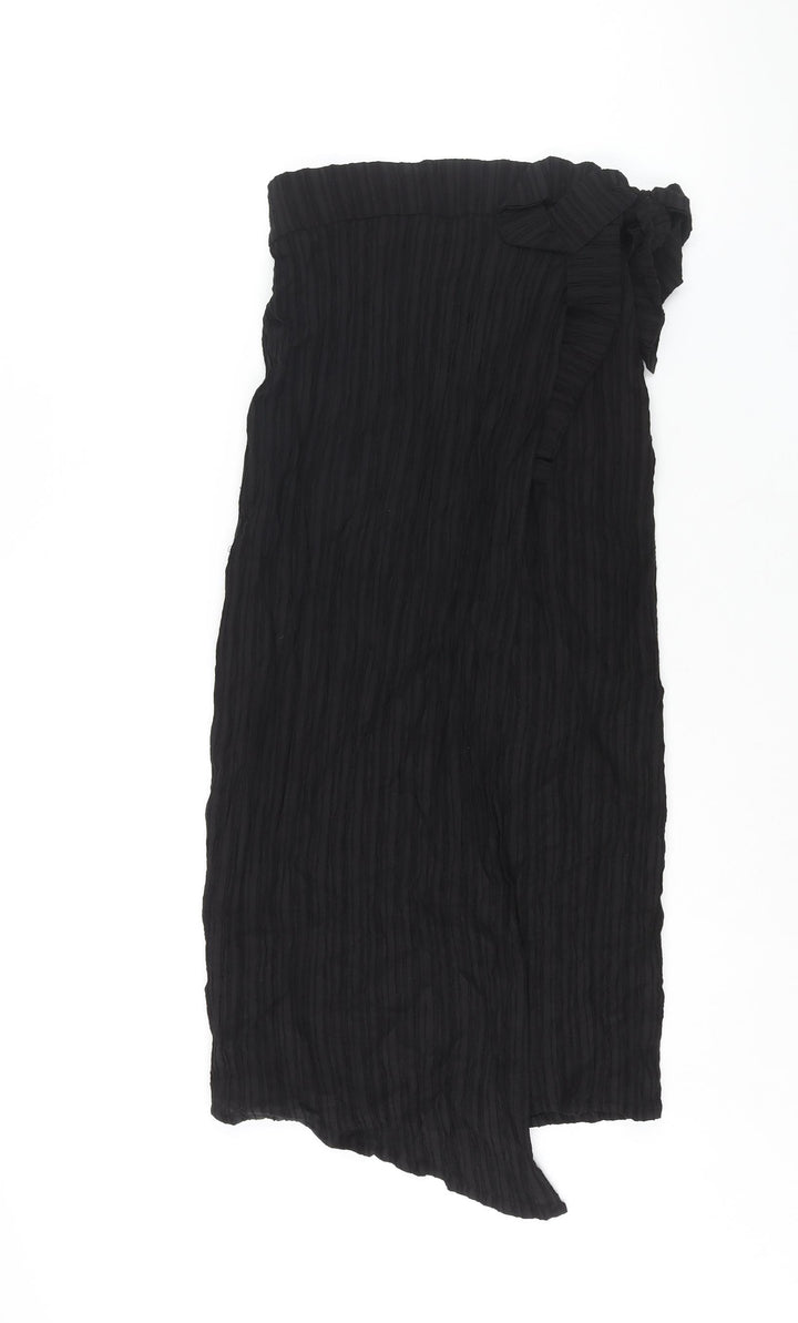 Graciaa Womens Black Polyester Wrap Skirt Size 26 in Tie - Plisse