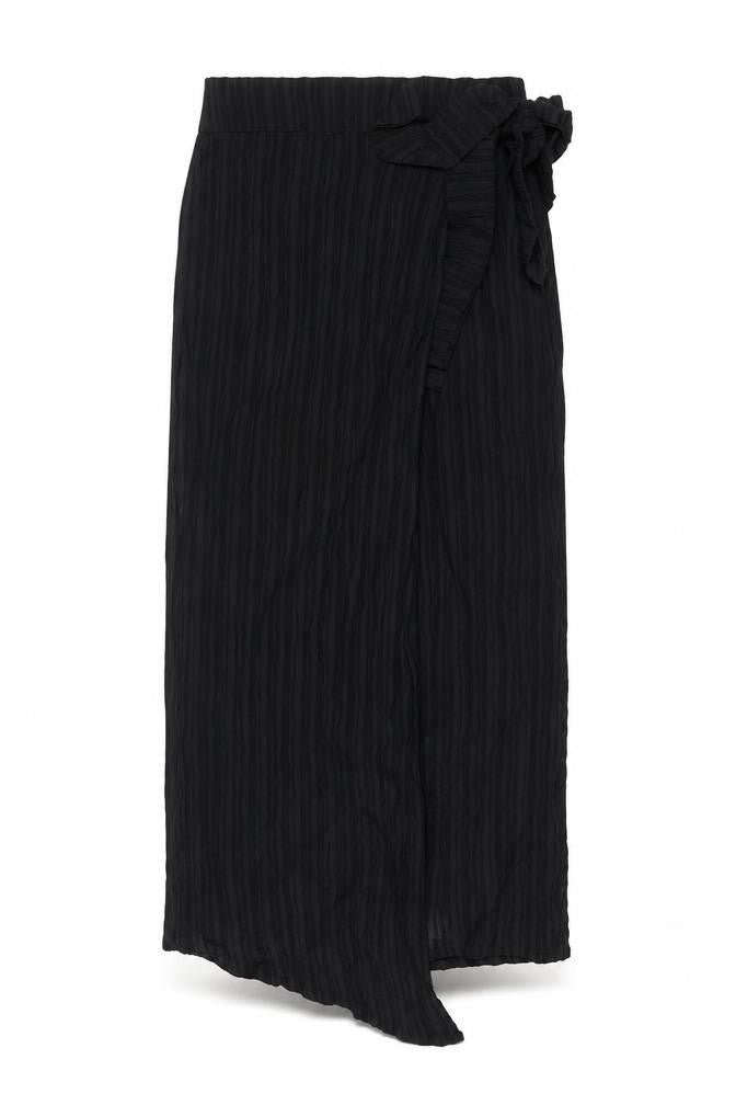 Graciaa Womens Black Polyester Wrap Skirt Size 26 in Tie - Plisse