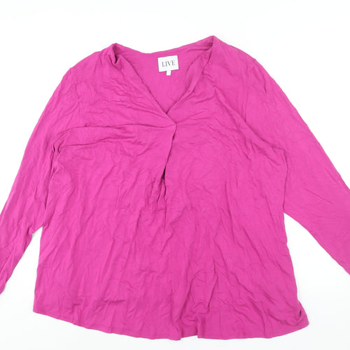 Live Womens Pink Viscose Tunic Blouse Size 20 V-Neck