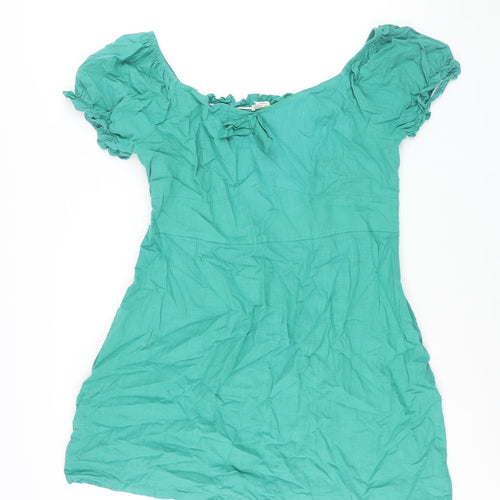 Glamorous Womens Green Viscose A-Line Size 20 Boat Neck Zip - Bow Detail