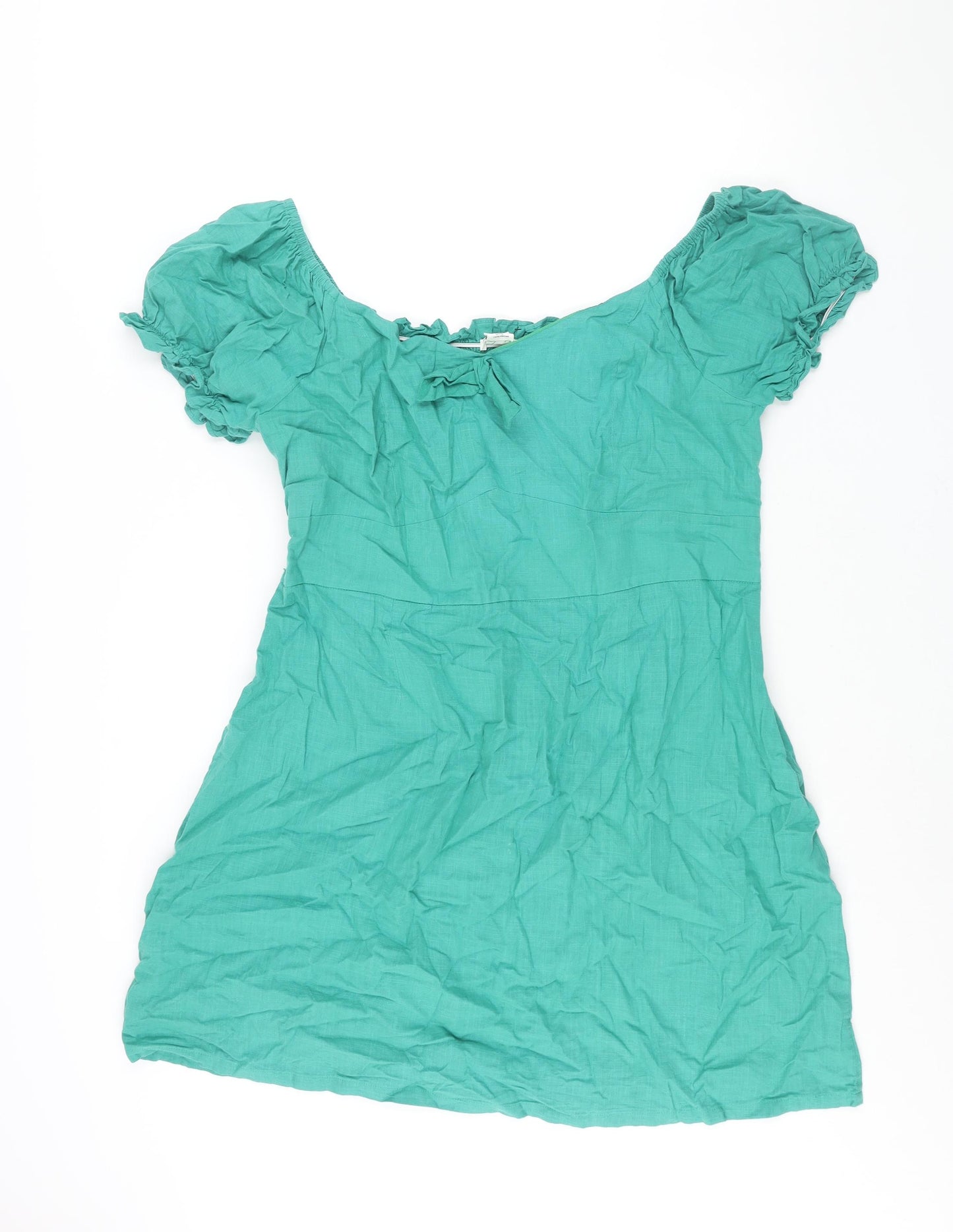 Glamorous Womens Green Viscose A-Line Size 20 Boat Neck Zip - Bow Detail